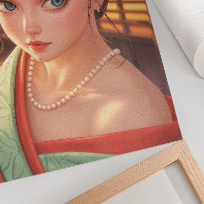 Póster Retrato de una mujer con traje tradicional y perlas.