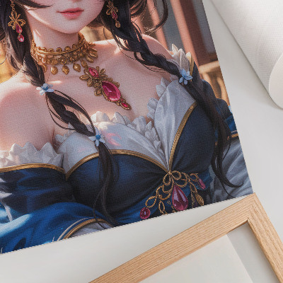 Póster con colores saturados Retrato fantástico de una mujer con joyas