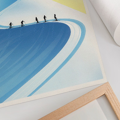 Póster Una escena minimalista con esquiadores y el cielo.