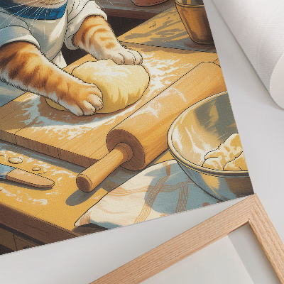 Lienzo decorativo moderno adorable gato chef rodeado de plantas en macetas