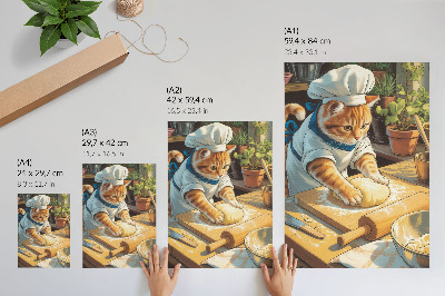 Lienzo decorativo moderno adorable gato chef rodeado de plantas en macetas