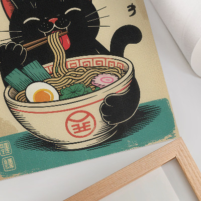 Póster con colores saturados Bol de ramen Black Cat: Inspiraciones retro japonesas
