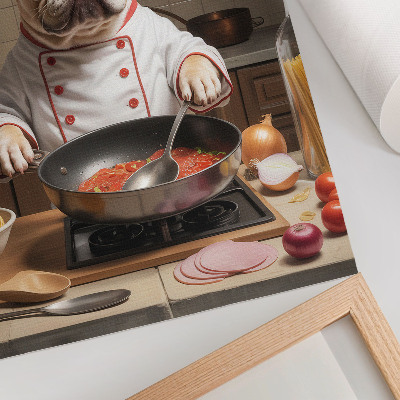 Póster Bulldog en la cocina, estilo surrealista y divertido