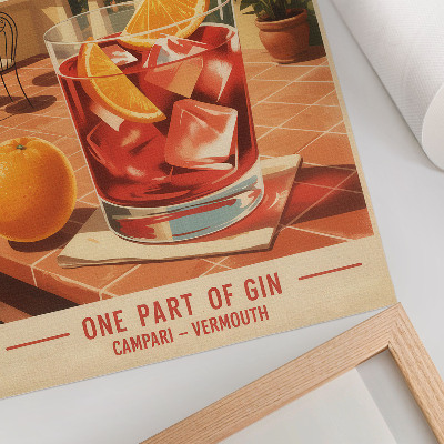 Lienzo decorativo moderno Bebida de naranja en la terraza, ambiente de estilo retro.