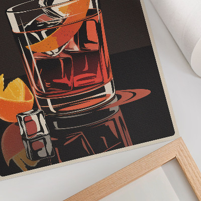 Lámina artística de alta calidad Bebida con hielo y cáscara de naranja.