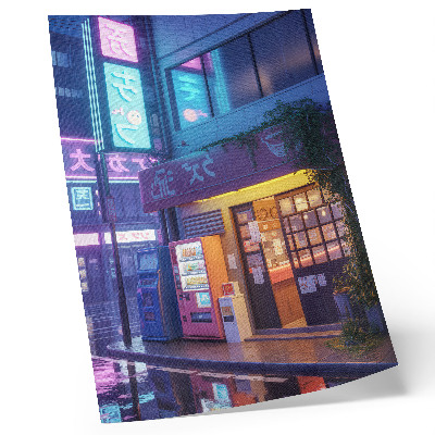 Póster con colores saturados Lluvia de neón, atmósfera atmosférica, luces coloridas