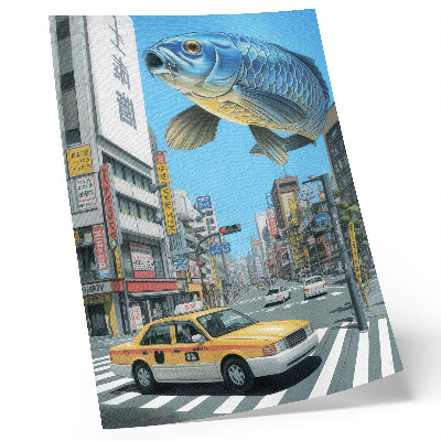 Lienzo decorativo moderno Surrealismo urbano, peces, calle moderna