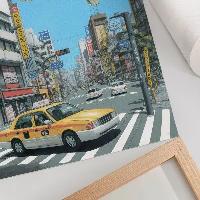 Lienzo decorativo moderno diseño de surrealismo urbano con peces en la calle