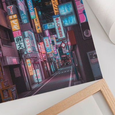 Póster Luces de neón turquesa y rosa de la ciudad nocturna
