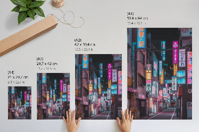 Póster Luces de neón turquesa y rosa de la ciudad nocturna