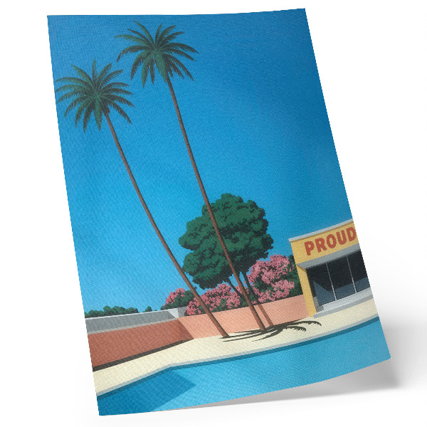Lienzo decorativo moderno Piscina moderna con palmeras y cielo azul