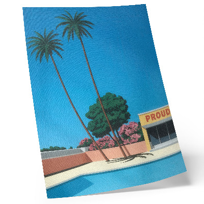 Lienzo decorativo moderno Piscina moderna con palmeras y cielo azul
