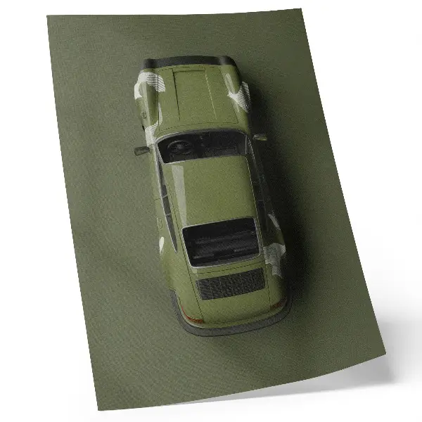 Póster coche verde elegante con diseño minimalista y sencillo