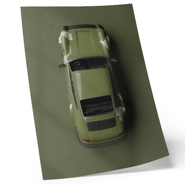 Póster Elegante coche verde, minimalismo y sencillez.