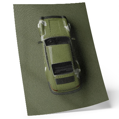 Póster Elegante coche verde, minimalismo y sencillez.