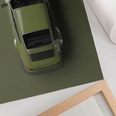 Póster Elegante coche verde, minimalismo y sencillez.