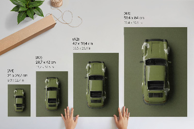 Póster Elegante coche verde, minimalismo y sencillez.