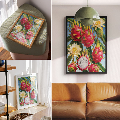 Lámina artística de alta calidad Frutas exóticas, cactus, cielo, colores brillantes