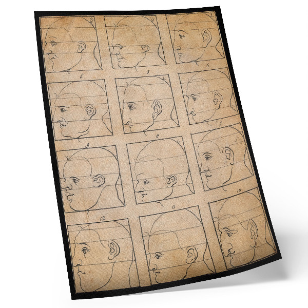 Póster Doce perfiles humanos en silueta - dibujo de Albert Dürer, ca. 1794
