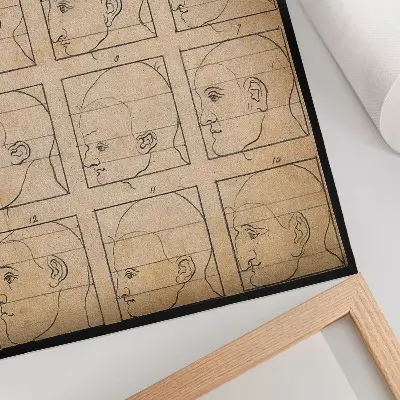 Póster doce perfiles humanos en silueta según un dibujo de Albert Dürer de 1794