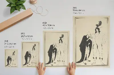 Póster de la obra de Aubrey Beardsley basada en la Lisístrata de Aristófanes con colores saturados