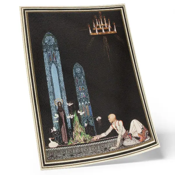 Ilustración de Kay Nielsen para Al este del sol y al oeste de la luna póster con colores saturados