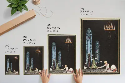 Ilustración de Kay Nielsen para Al este del sol y al oeste de la luna póster con colores saturados