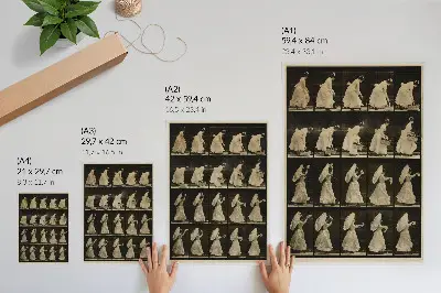 Lienzo decorativo moderno Mujer levantando una cesta y agitando un pañuelo de Eadweard Muybridge, ca. 1887