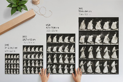 Póster Mujer levantando una cesta y agitando un pañuelo (1887) – fotografía de Eadweard Muybridge