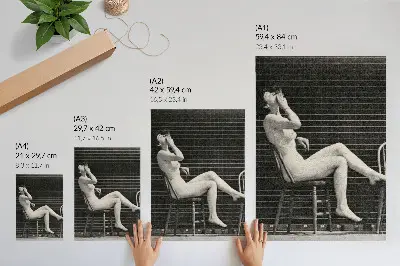 Lámina artística de alta calidad Mujer sentada desnuda en una silla fumando un cigarrillo de Eadweard Muybridge