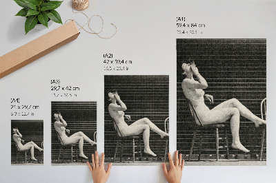 Lámina artística de alta calidad Mujer sentada desnuda en una silla fumando un cigarrillo, Eadweard Muybridge