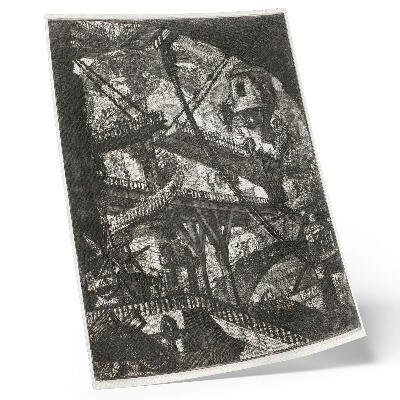 Póster con colores saturados Puente levadizo, lámina VII de la serie Carceri d'Invenzione, Giovanni Battista Piranesi