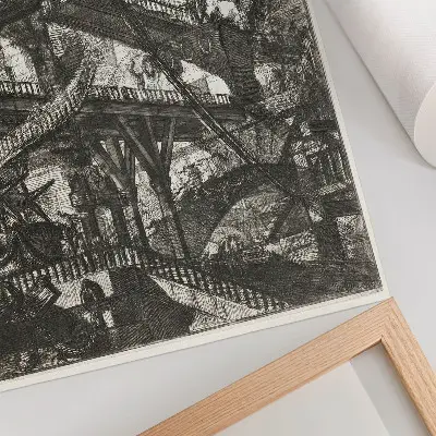 Puente levadizo, lámina VII de la serie Carceri d'Invenzione de Giovanni Battista Piranesi póster con colores saturados
