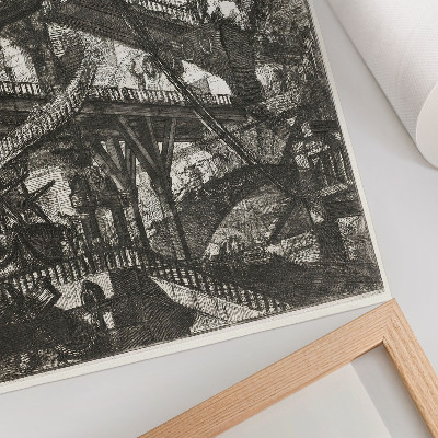 Póster con colores saturados Puente levadizo, lámina VII de la serie Carceri d'Invenzione, Giovanni Battista Piranesi