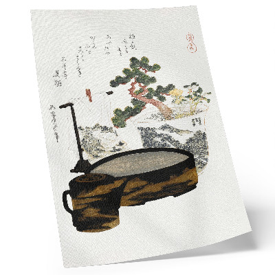Lienzo decorativo moderno Mesa de té de Katsushiki Hokusai (1822): grabado en madera japonés antiguo