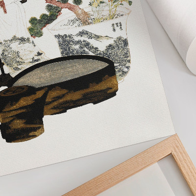 Lienzo decorativo moderno Mesa de té de Katsushiki Hokusai (1822): grabado en madera japonés antiguo