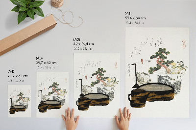 Lienzo decorativo moderno Mesa de té de Katsushiki Hokusai (1822): grabado en madera japonés antiguo