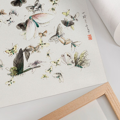 Póster con colores saturados Las mariposas y polillas de Hokusai (1830-1850)
