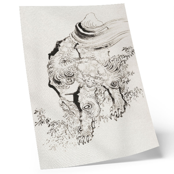 Lienzo decorativo moderno El tigre japonés de Hokusai, Álbum de bocetos (1760-1849)