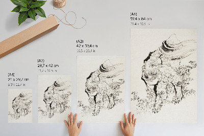 Lienzo decorativo moderno El tigre japonés de Hokusai, Álbum de bocetos (1760-1849)