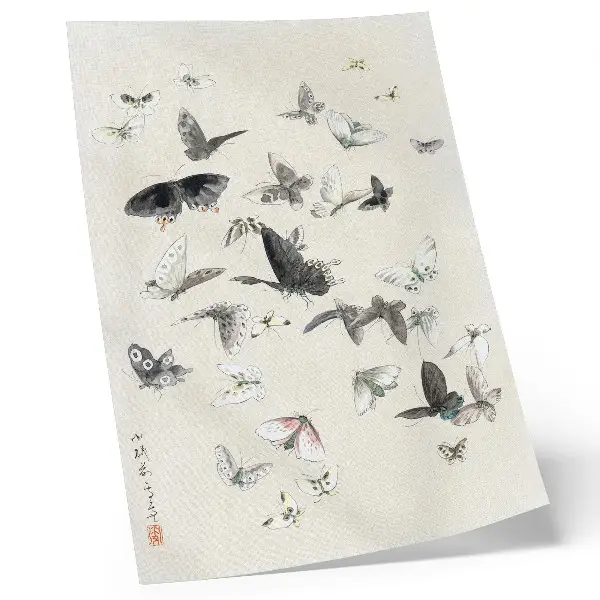 Póster de Las mariposas y polillas de Hokusai