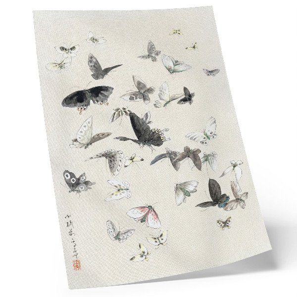 Póster Las mariposas y polillas de Hokusai
