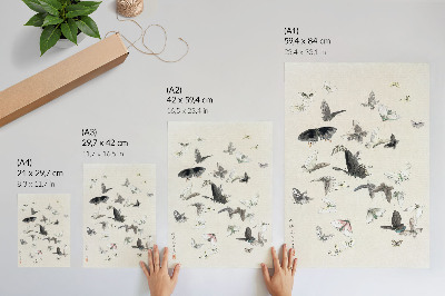 Póster Las mariposas y polillas de Hokusai
