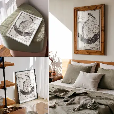 Lienzo decorativo moderno pájaro de Katsushika Hokusai del álbum de bocetos de 1814, grabado japonés antiguo en madera