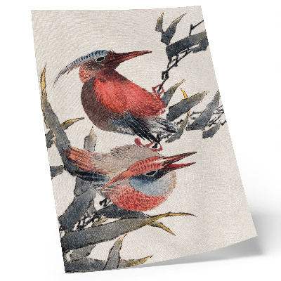 Póster Pájaros del Álbum de Bocetos (1814) de Katsushika Hokusai, grabados japoneses antiguos en madera.