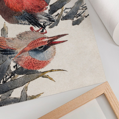 Póster Pájaros del Álbum de Bocetos (1814) de Katsushika Hokusai, grabados japoneses antiguos en madera.