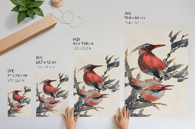 Póster Pájaros del Álbum de Bocetos (1814) de Katsushika Hokusai, grabados japoneses antiguos en madera.