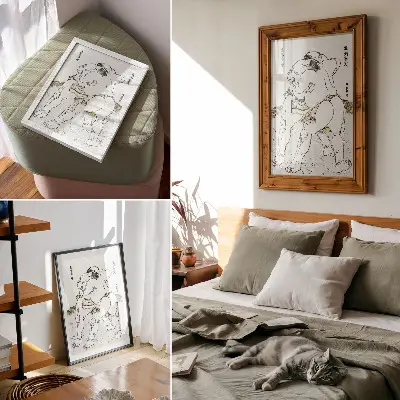 Luchadores de sumo de Katsushiki Hokusai grabado en madera japonés antiguo en póster con colores saturados