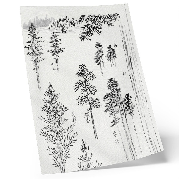 Lámina artística de alta calidad Los pinos de Hokusai (1800-1900) – grabado japonés antiguo en madera