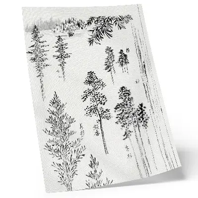 Lámina artística de Los pinos de Hokusai grabado japonés antiguo en madera de 1800 a 1900 de alta calidad